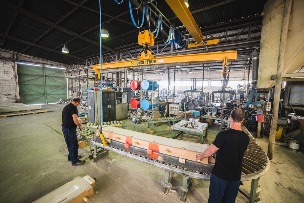 Chantier sable chimique (pièce de grande dimension en aluminium)